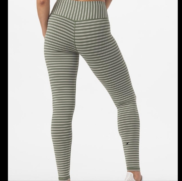 GLYDER Green Striped Sultry Leggings - M - Picture 2 of 5